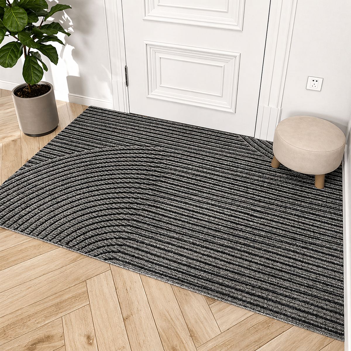 Non-slip rubber backing of the door mat