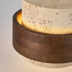 Close-up of the walnut-colour ring and stone texture