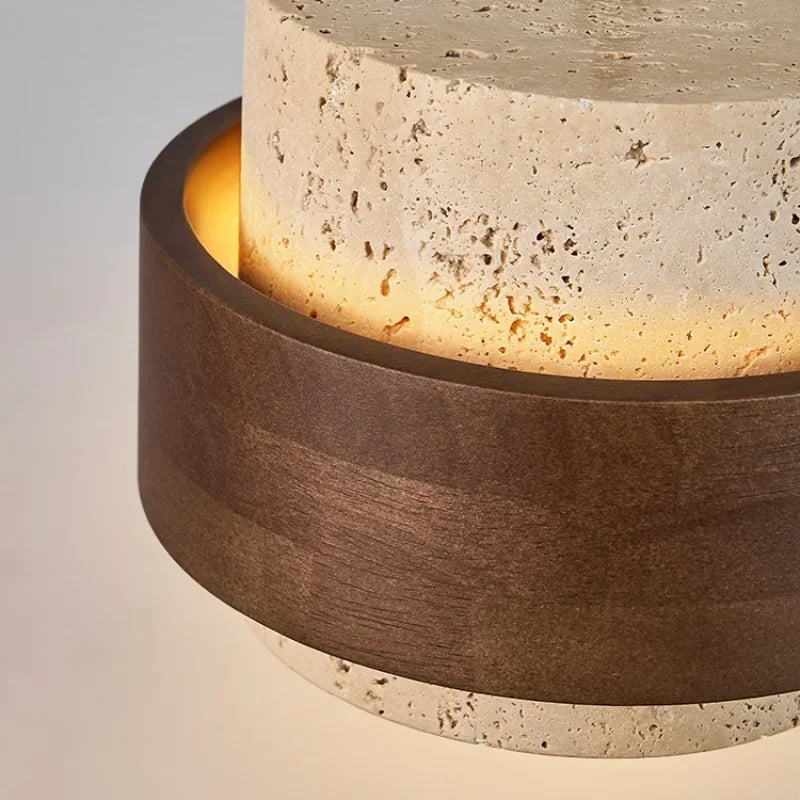 Close-up of the walnut-colour ring and stone texture
