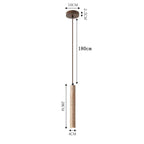 Size drawing of the slim marble pendant light, 4 cm wide and 28 cm high, 180 cm cord
