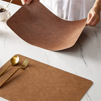 Faux leather placemats on a dining table