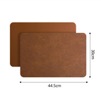 Faux leather placemats, set on a table